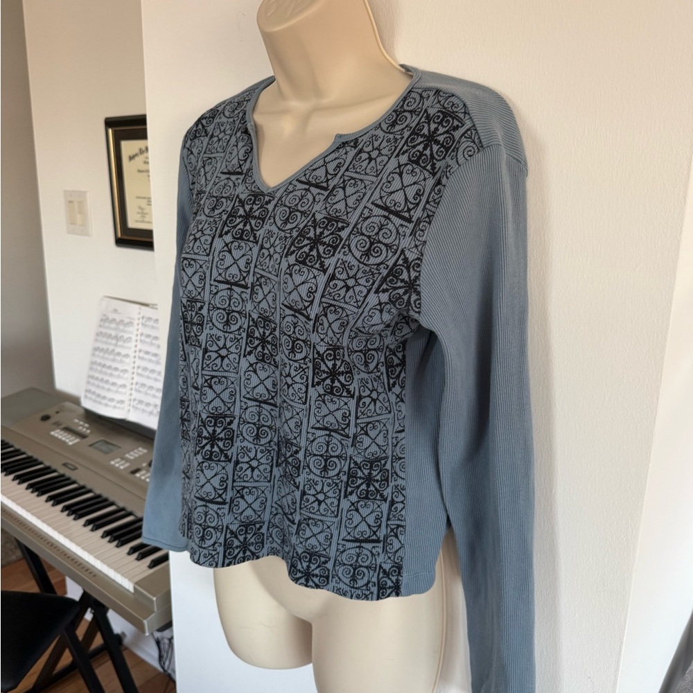re:named Ribbed Blue Top - Picture 2 of 7